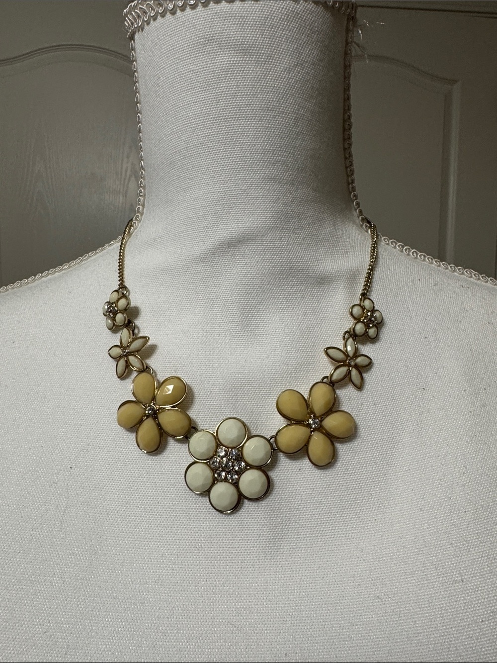 Claire's Yellow & Cream Floral Statement Necklace